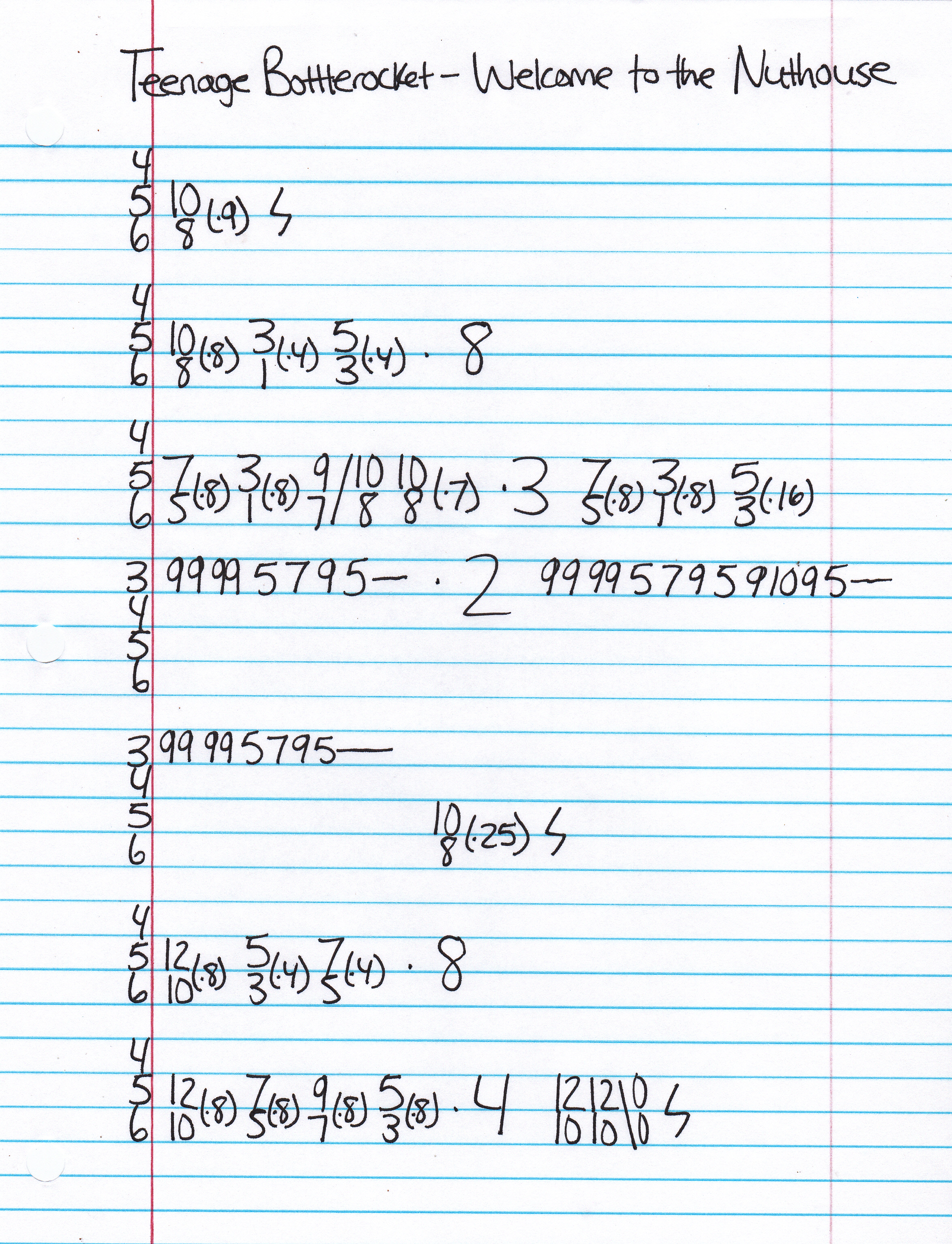 High quality guitar tab for Welcome To The Nuthouse by Teenage Bottlerocket off of the album Warning Device. ***Complete and accurate guitar tab!***
